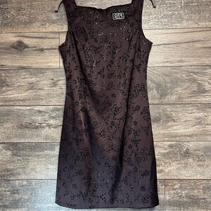 City Triangles Floral Glitter Cocktail Dress — Black, Size S/M- 90s Vintage